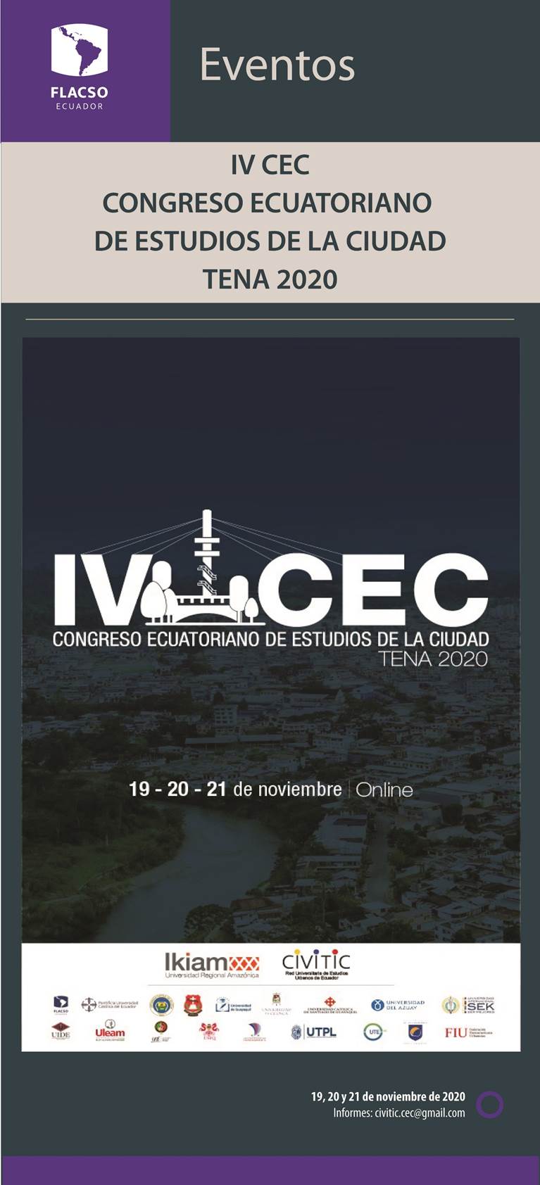 IV CEC Congreso Ecuatoriano de estudios de la ciudad Tena 2020