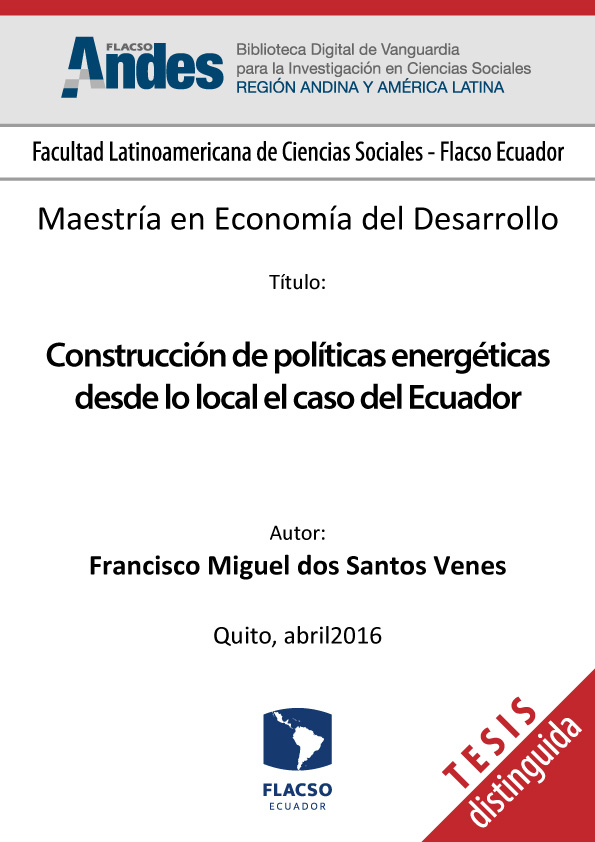 Construcción de políticas energéticas desde lo local el caso del Ecuador