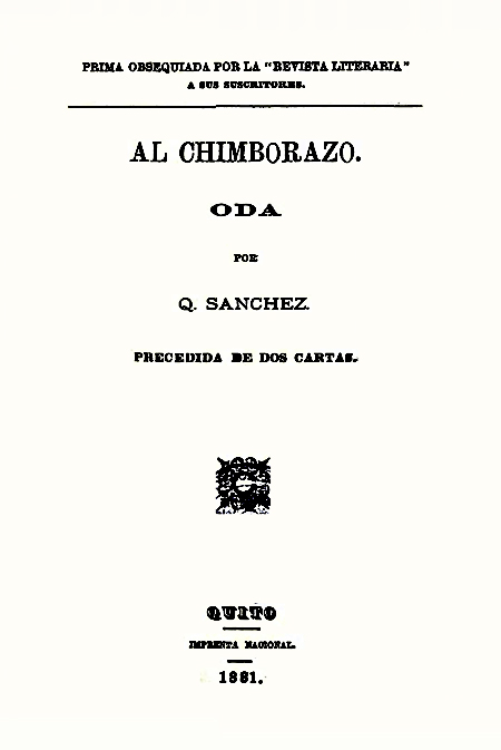 Al Chimborazo: Oda (Folleto).