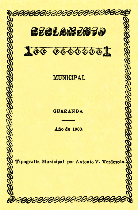 Reglamento de Policía Municipal Guaranda (Folleto).