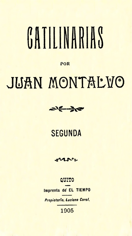 Catilinarias : segunda por Juan Montalvo (Folleto).