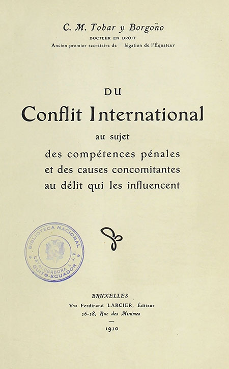 Du conflit international : au sujet des compétences pénales et des causes concomitantes au délit qui les influencent.
