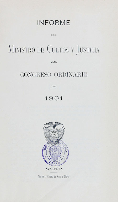 Informe del Ministro de Cultos y Justicia al Congreso Ordinario de 1901