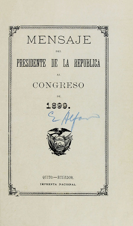 Mensaje del Presidente de la República al Congreso de 1899 (Folleto).