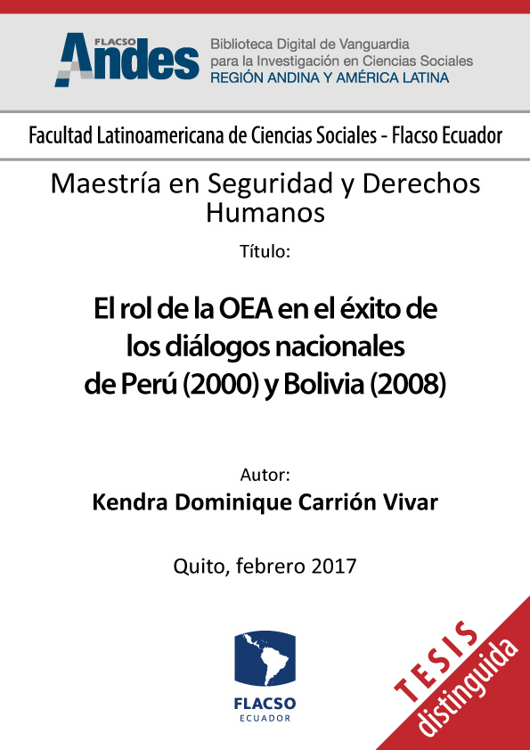 El rol de la OEA en el éxito de los diálogos nacionales de Perú (2000) y Bolivia (2008)