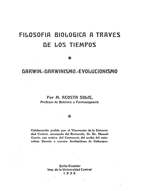 Filosofía Biológica a través de los tiempos: Darwin, Darwinismo, Evolucionismo.