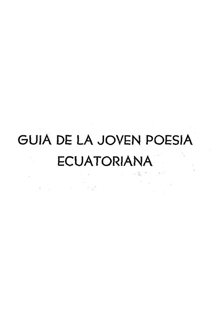 Guía de la joven: poesía ecuatoriana