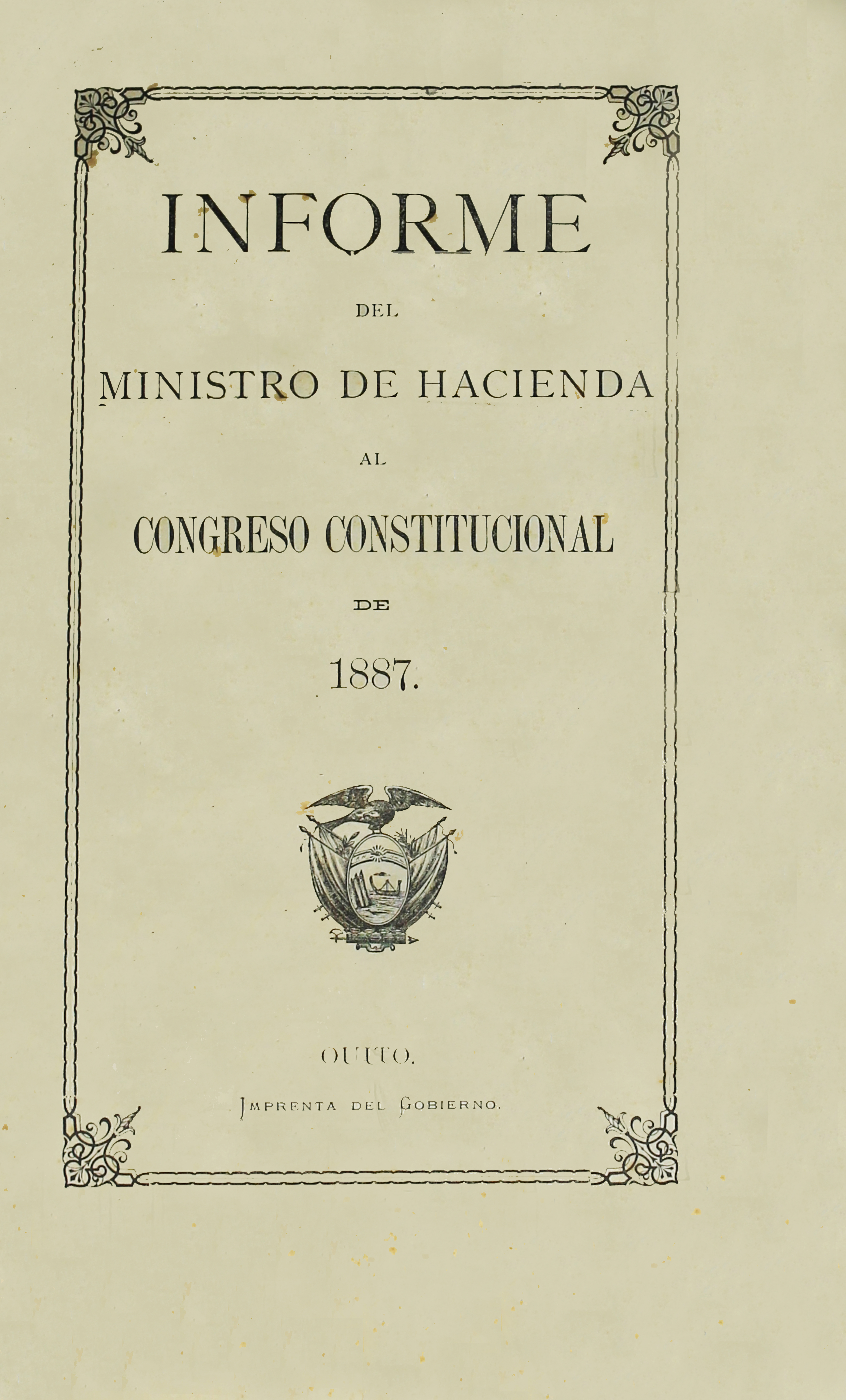 Informe del Ministro de Hacienda al Congreso Constitucional de 1887