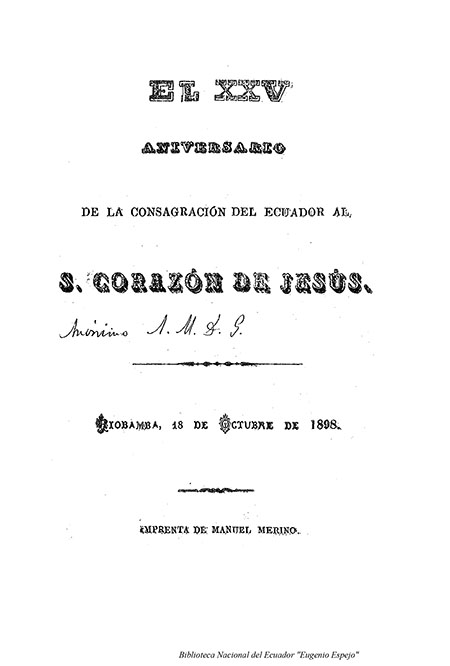 El XXV aniversario de la consagración del Ecuador al S. Corazón de Jesus