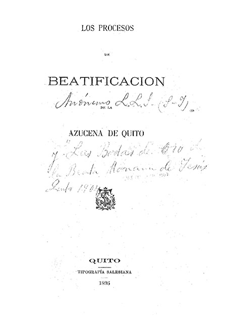 Los procesos de beatificación de la Azucena de Quito