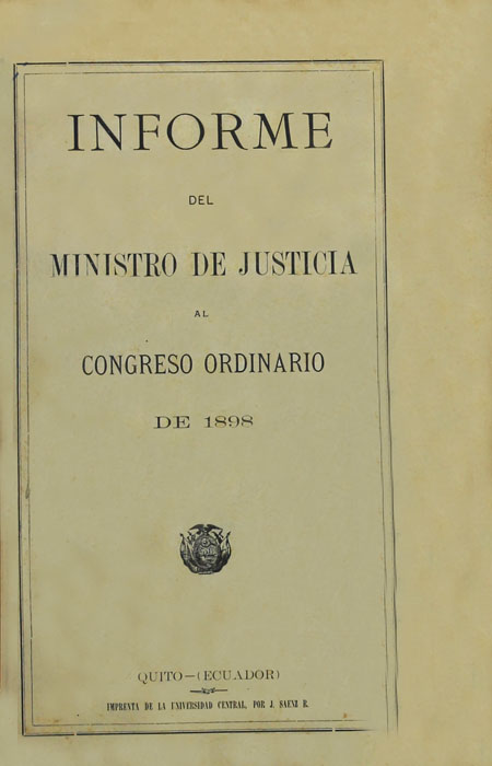 Informe del Ministro de Justicia al Congreso Ordinario de 1898