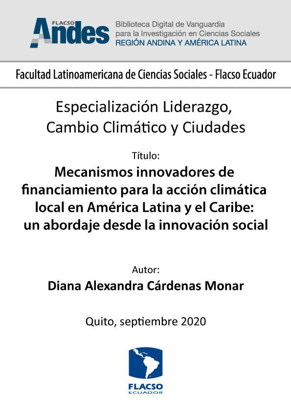 Mecanismos innovadores de financiamiento para la acción climática local en América Latina y el Caribe: un abordaje desde la innovación social