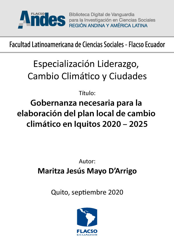 Gobernanza necesaria para la elaboración del plan local de cambio climático en Iquitos 2020 – 2025