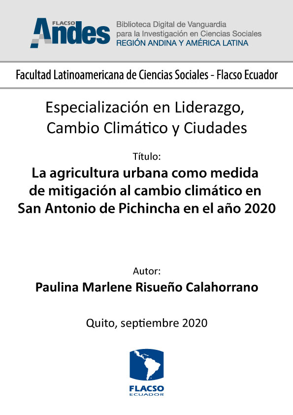 La agricultura urbana como medida de mitigación al cambio climático en San Antonio de Pichincha en el año 2020