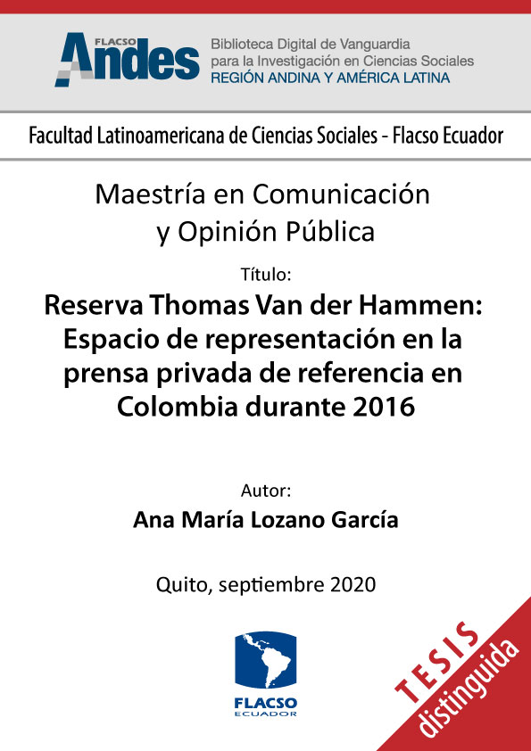 Reserva Thomas Van der Hammen: Espacio de representación en la prensa privada de referencia en Colombia durante 2016
