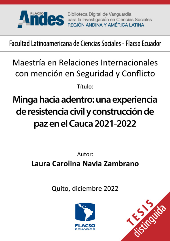 Minga hacia adentro: una experiencia de resistencia civil y construcción de paz en el Cauca 2021-2022