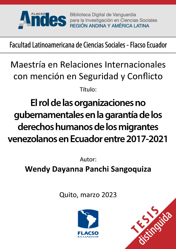 El rol de las organizaciones no gubernamentales en la garantía de los derechos humanos de los migrantes venezolanos en Ecuador entre 2017-2021