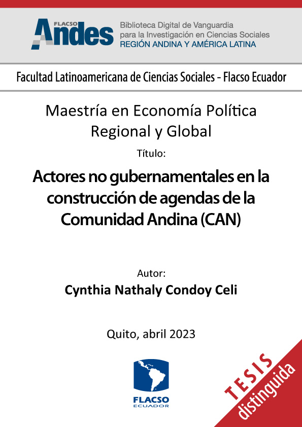 Actores no gubernamentales en la construcción de agendas de la Comunidad Andina (CAN)