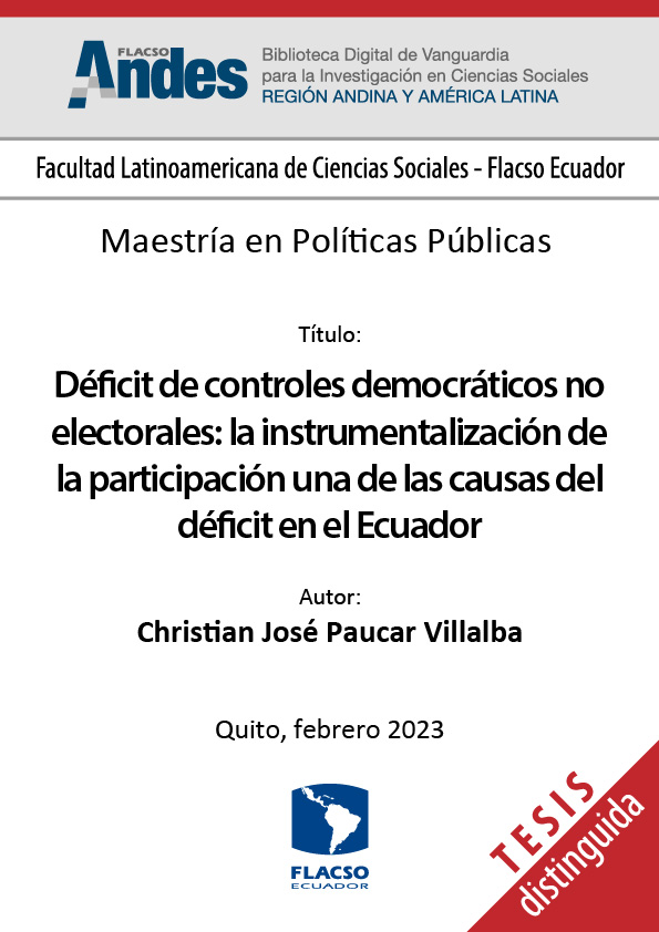 Déficit de controles democráticos no electorales: la instrumentalización de la participación una de las causas del déficit en el Ecuador