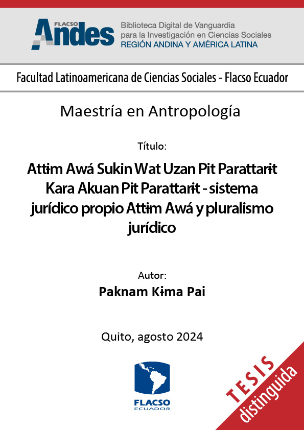 Attɨm Awá Sukin Wat Uzan Pit Parattarɨt Kara Akuan Pit Parattarɨt - Sistema Jurídico Propio Attɨm Awá y Pluralismo Jurídico