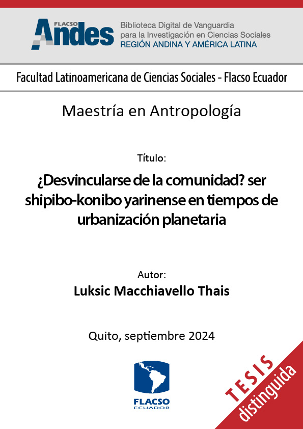 ¿Desvincularse de la comunidad? ser shipibo-konibo yarinense en tiempos de urbanización planetaria