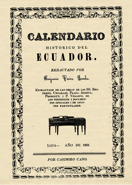 Calendario histórico del Ecuador [Folleto].