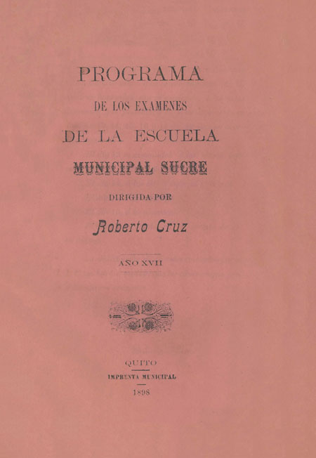 Programa de los exámenes de la Escuela Municipal Sucre [Folleto].