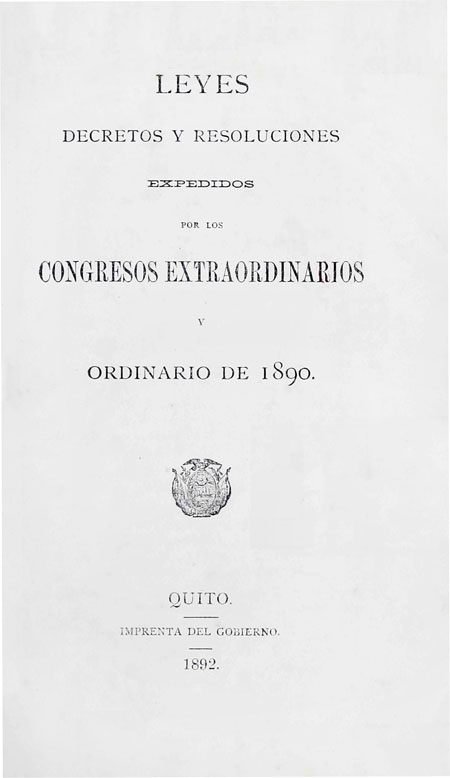 Leyes decretos y resoluciones expedidos por los congresos extraordinarios y ordinario de 1890 (Folleto).