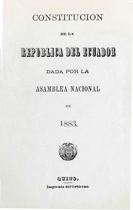 Constitución de la República del Ecuador dada por la Asamblea Nacional de 1883 (Folleto).