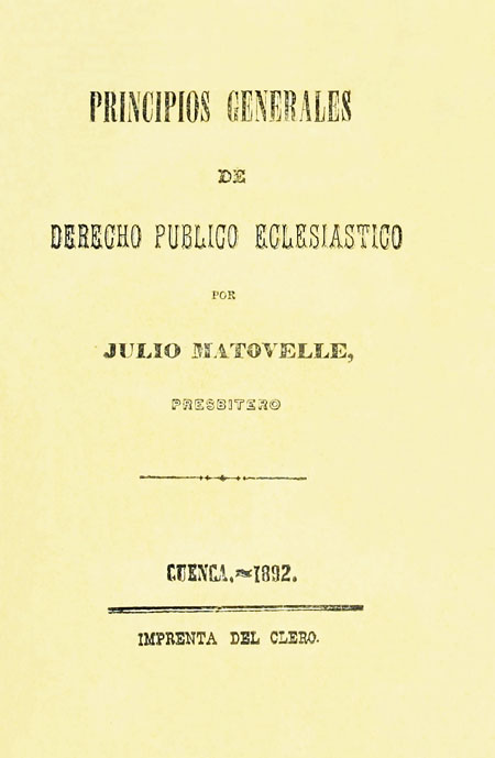 Principios de derecho público eclesiástico por Julio Matovelle, presbitero.