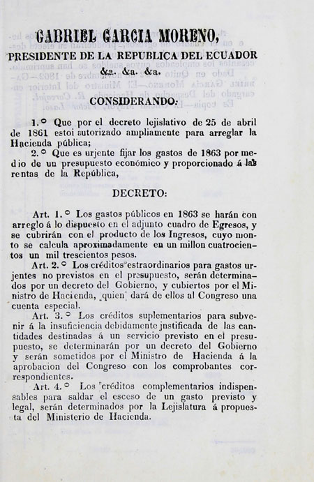 Cuadro de ingresos para 1863 (Folleto).