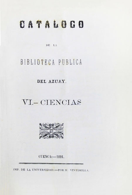 Catalogo de la Biblioteca Pública del Azuay, vi Ciencias (Folleto).