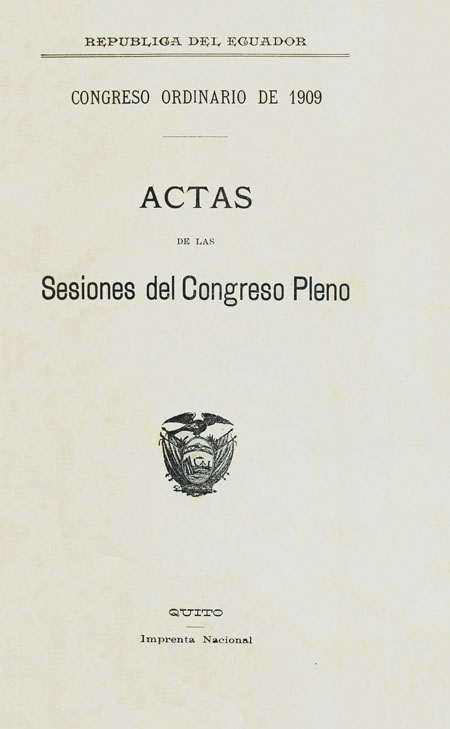 Congreso ordinario de 1909. Actas de las Sesiones del Congreso Pleno.