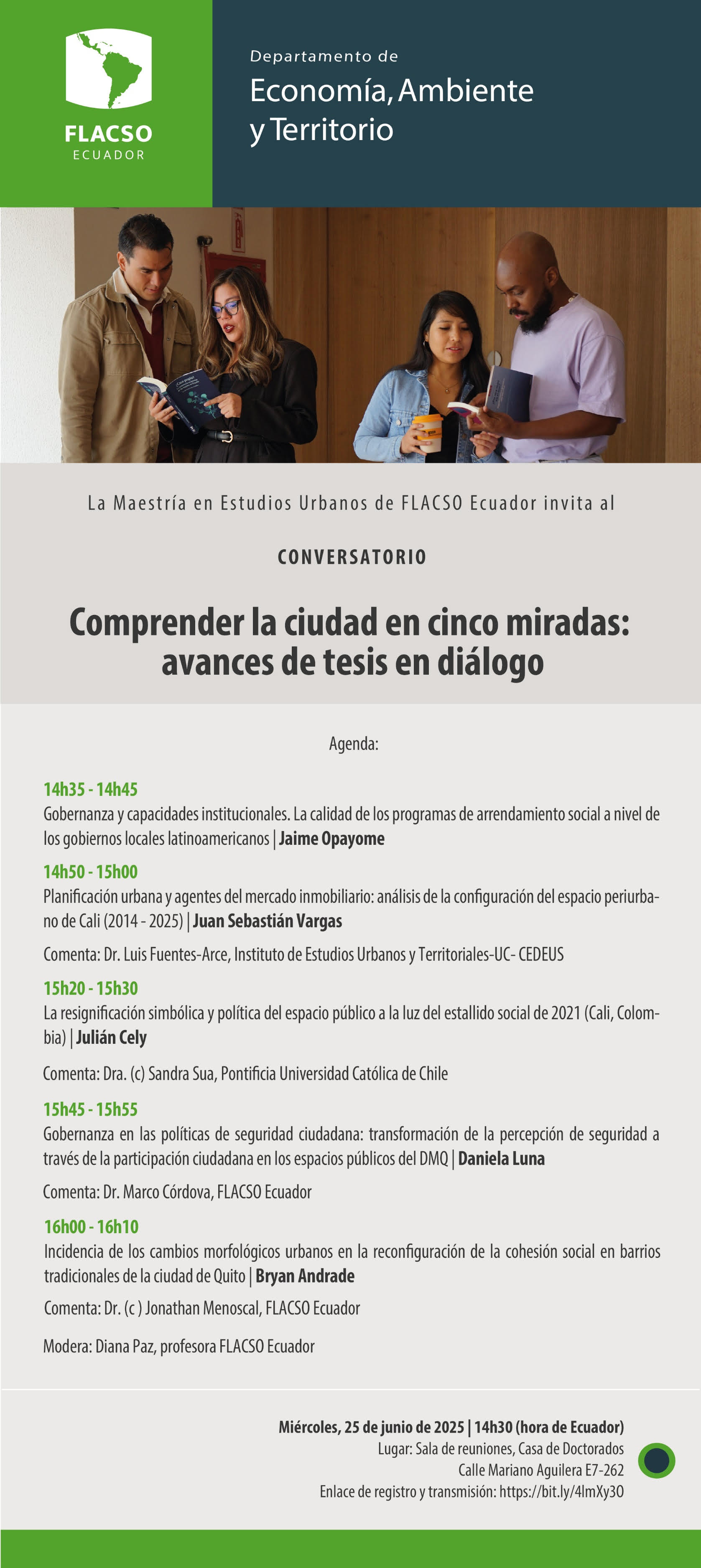 Comprender la ciudad en cinco miradas: avances de tesis en diálogos